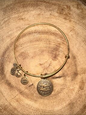 Pre owned Alex and Ani Gold-Tone Gemini Zodiac Charm Bangle Bracelet